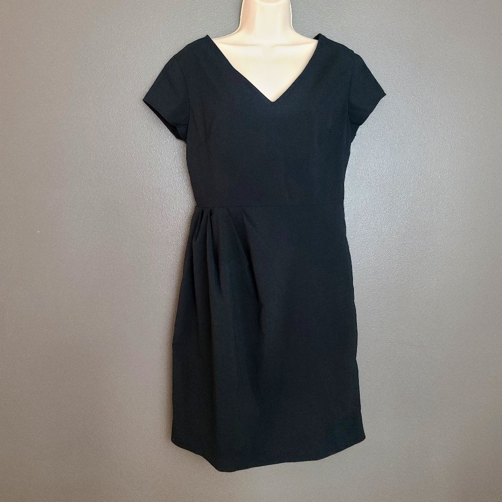 Merona Brand V-Neck Casual / Business Casual Ruched Side Simple Black Dress